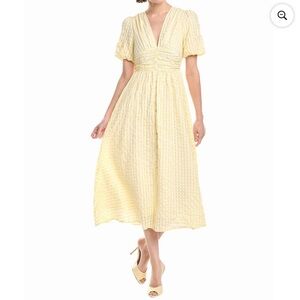 COLETTE ROSE Gingham Yellow Midi Dress